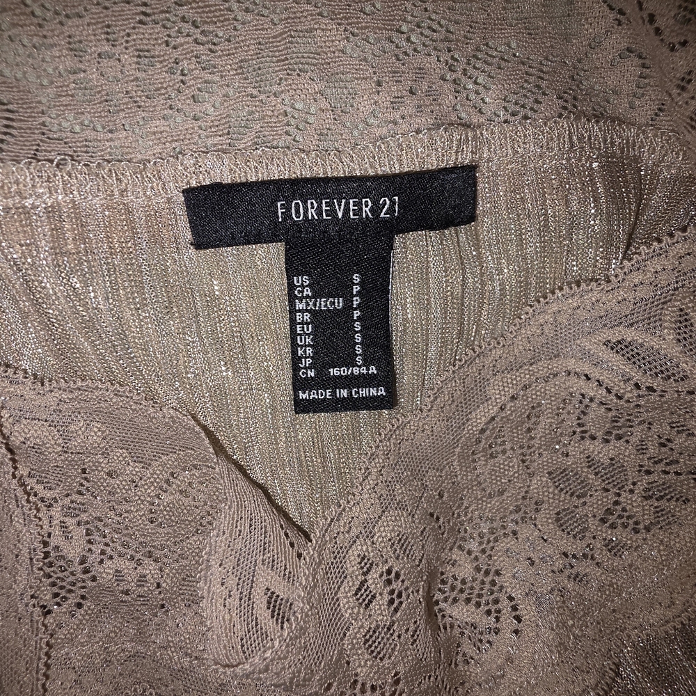 FOREVER 21 Shimmering Lace Blouse in Gold Tan - Picture 6 of 8